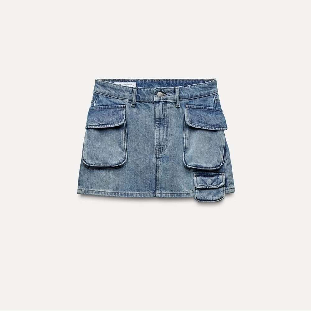 Denim Mini Skirt with Pockets